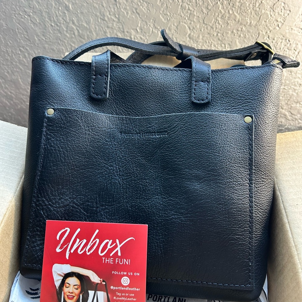 Portland Leather Black Tote Bag